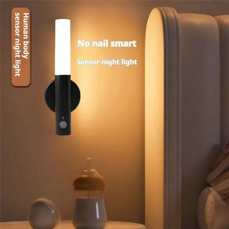 LED Corridor Wall Light Rechargeable Intelligent Human Body Induction Night Light Toilet Wall Induction Household White-AT30